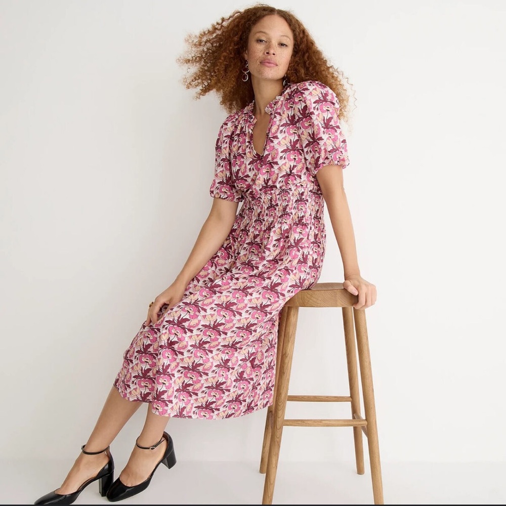 J. Crew Liberty London butterfield poppy floral dress NWT woman’s size Large